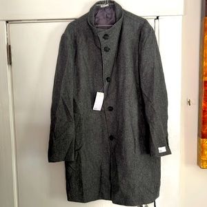 NWT  Easton Basket weave Trim Fit Coat Black/Gray Men's L (42-44).